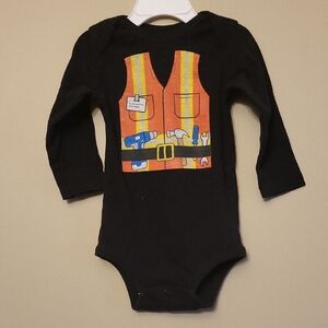 Black/Orange long sleeve onesie with tool vest design